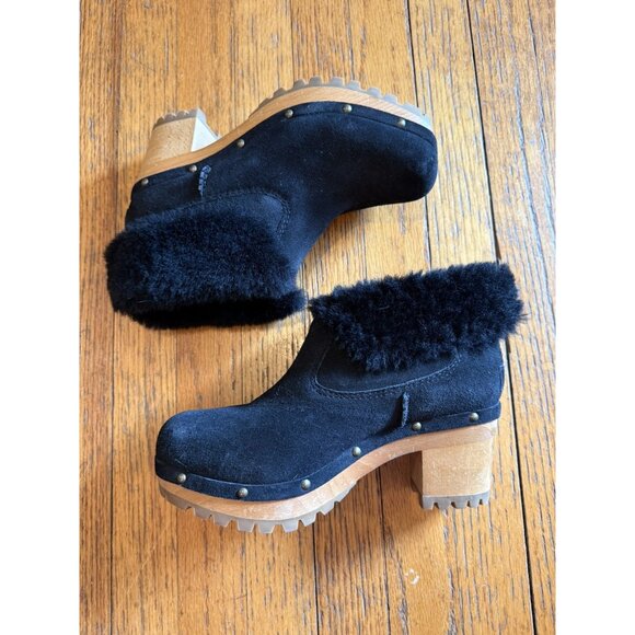UGG THEBES WOMEN CLOG SUEDE BLACK US 8 /UK 6 /EU 39 EUC - Picture 2 of 12